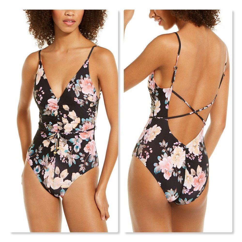 Becca First Date Printed Shirred One-Piece - NEW